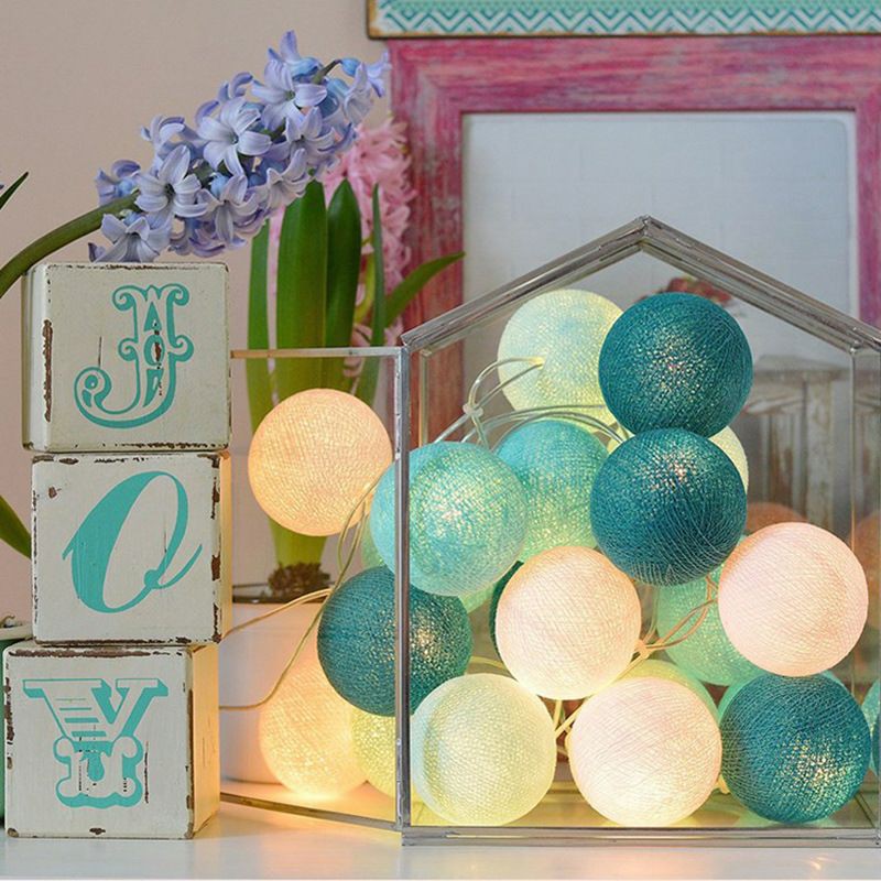 Dây đèn led banh chỉ cotton trang trí decor nhà cửa, lễ Tết (cắm điện)
