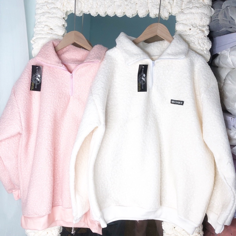 Áo khoác bông nỉ khoá cổ cao logo phom rộng Freeship extraONE UNISEXThời trang Unisex phong cách hàn quốc nam nữ