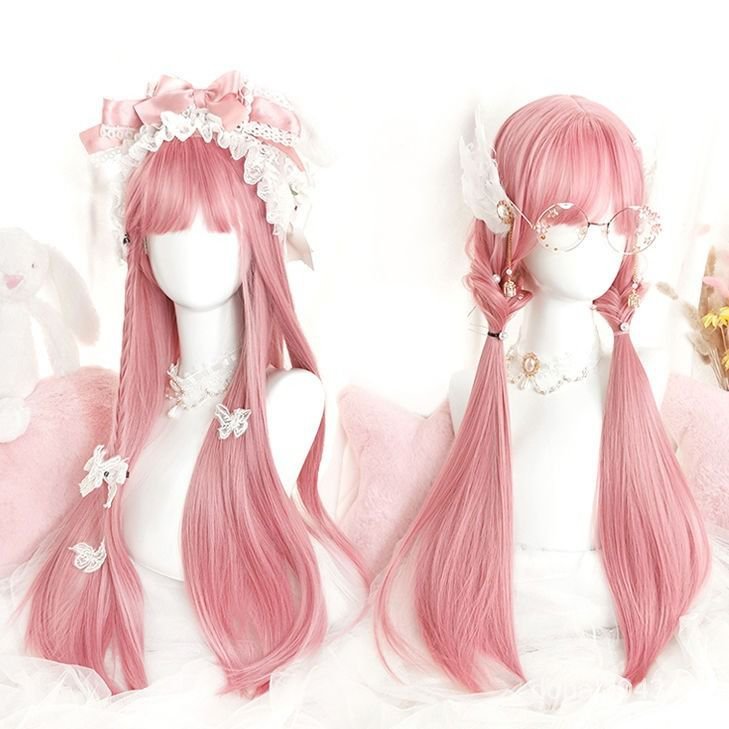 Giảm ₫97,600] Bộ tóc giả nữ dài thẳng màu hồng nhạt phong cách lolita -  tháng 1/2023 - BeeCost