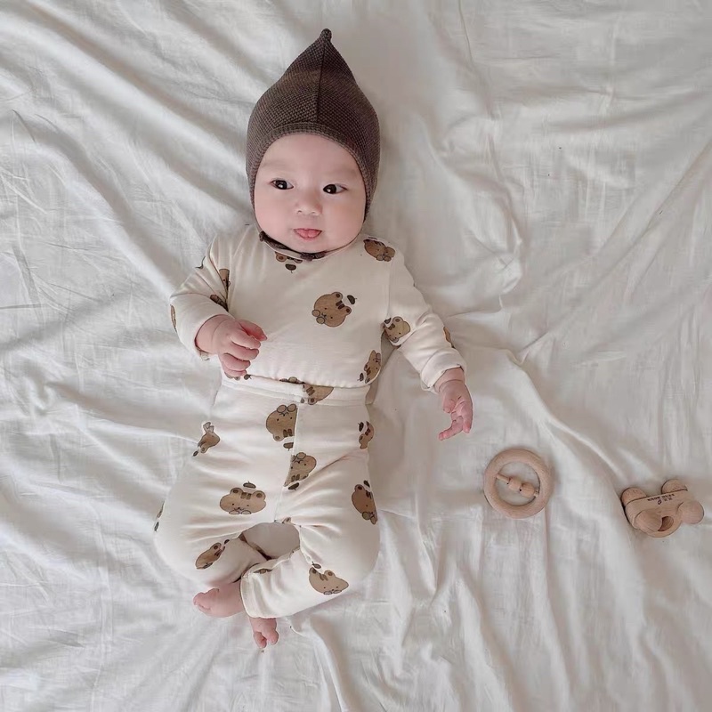 Bộ thun cotton dày dặn mặc thu đông cho bé hàng qccc