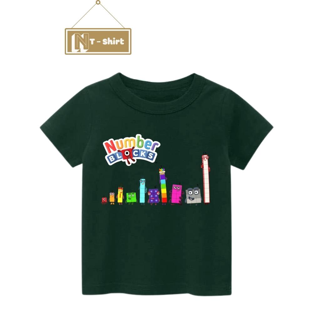 Áo thun cho bé trai và bé gái in hình hoạt hình Number Blocks dễ thương, chất liệu cotton mềm mịn thoáng mát NTShirt