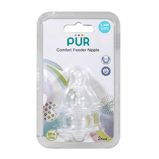Combo 2 vỉ núm bình cổ thường Pur Comfort Feeder (1 vỉ gồm 2 núm, tổng cộng 4 núm)+ tặng 1 bịch khăn ướt 20 tờ