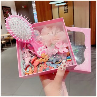 set kẹp nơ kèm lược cho bé gái đáng yêu cho bé gái
