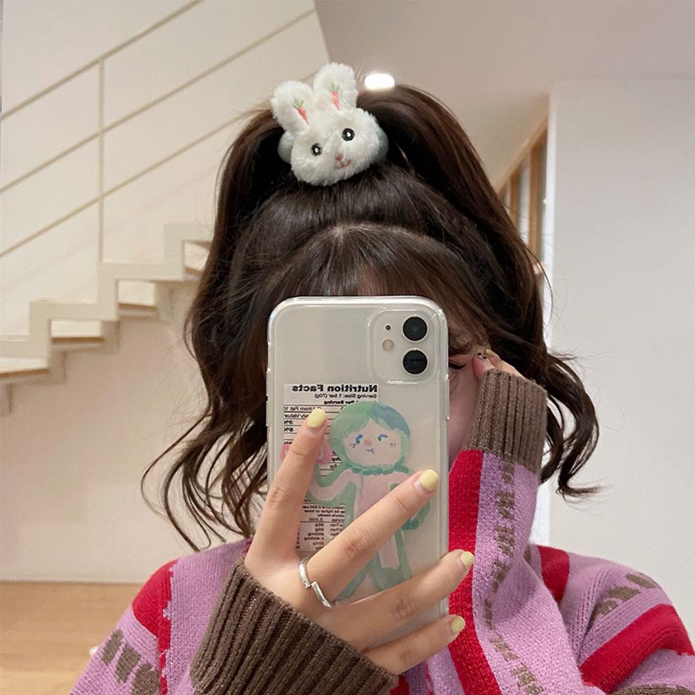 Dây Cột Tóc Cao Su Co Giãn Hình Thỏ Nhồi Bông Dễ Thương Thời Trang Cho Nữ