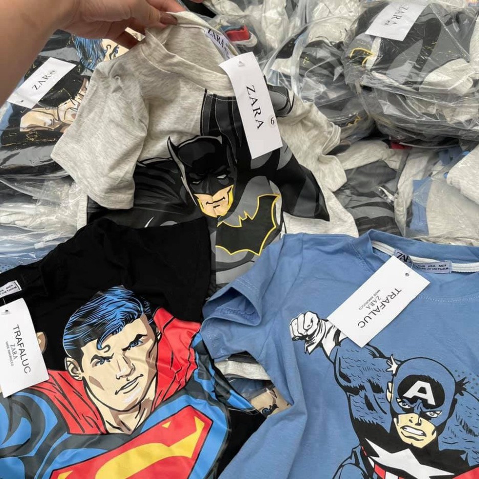 [Mã FAGREEN245 giảm 10% tối đa 30K đơn 99K] (Si Tan Goc) Set 3 Áo Phông Hình Batman. superman cho bé trai