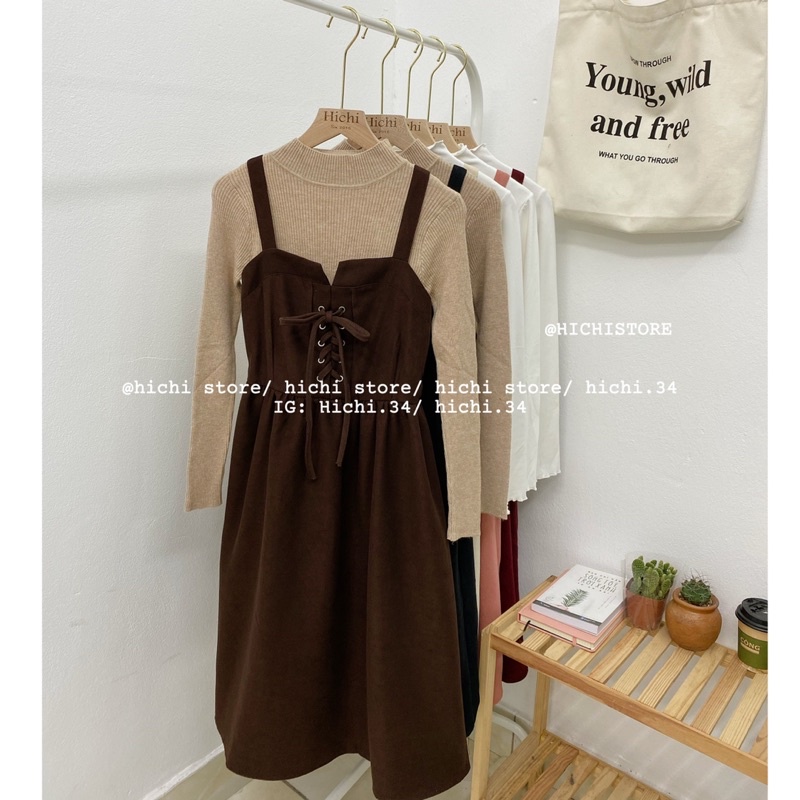 váy yếm mùa đông ẢNH THẬT VIDEO đan dây ngực hichi | BigBuy360 - bigbuy360.vn