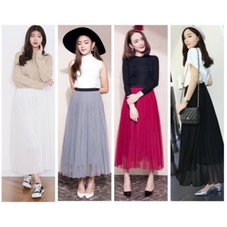Chân Váy Midi Voan Dập Ly Hot Nhất
