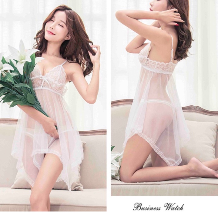 Váy/đầm ngủ chất liệu ren lưới gợi cảm, siêu mỏng thoáng khí LYEN005