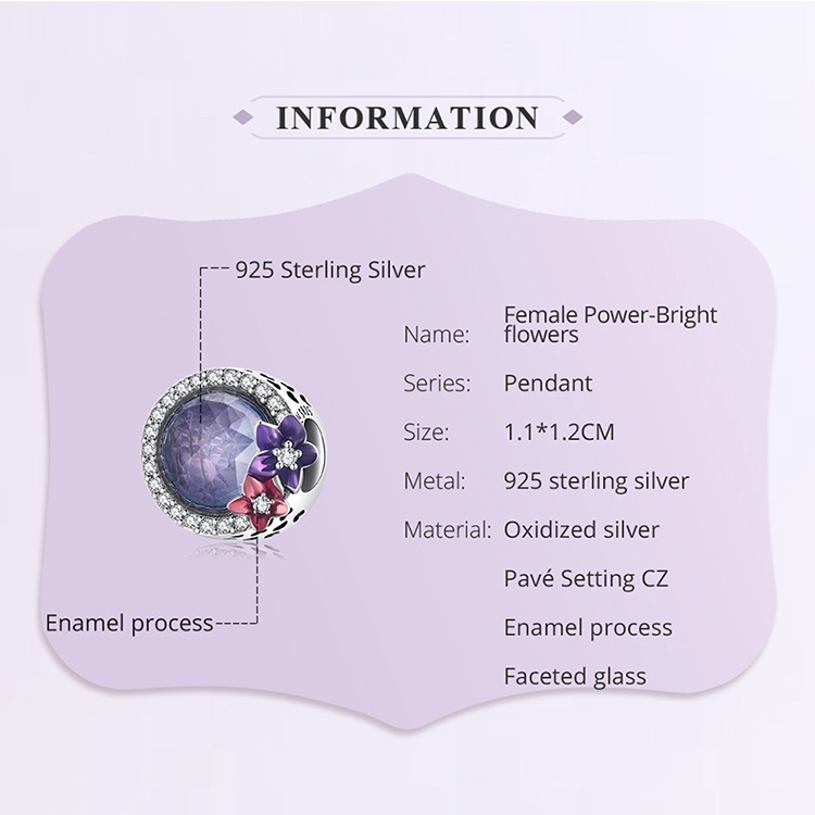 Hạt xỏ BAMOER SCC2140 bằng bạc 925 họa tiết hoa 4 phong cách tùy chọn thời trang dùng làm vòng tay
