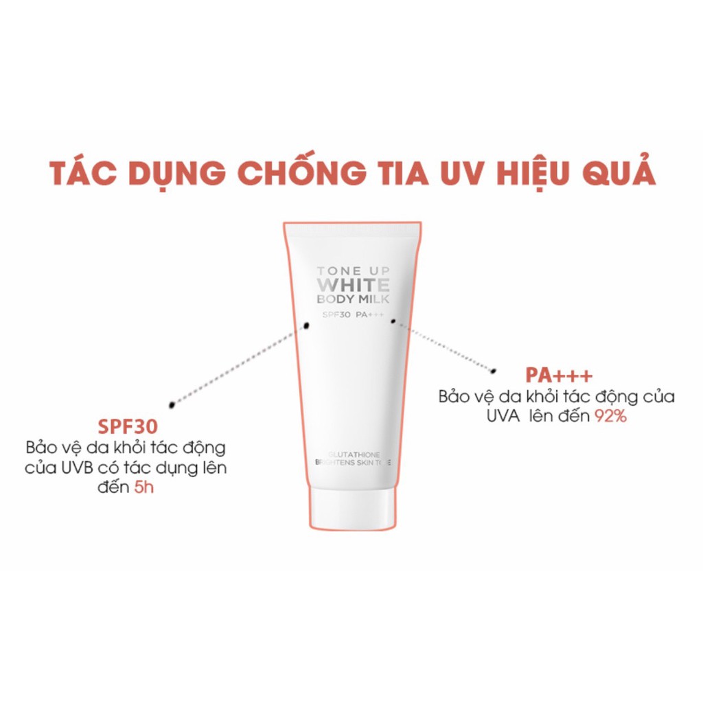 KEM DƯỠNG TRẮNG DA White Tone Up Body Milk SPF 30 PA+++ | BigBuy360 - bigbuy360.vn