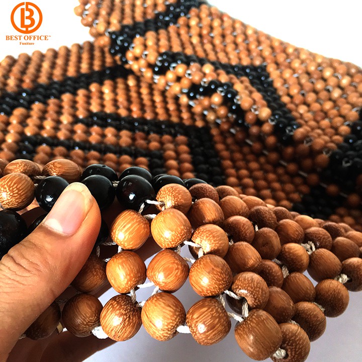 Lót ghế ô tô hạt gỗ 12mm đan họa tiết đẹp mắt - Lắp vừa mọi ghế ô tô