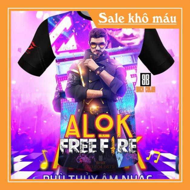 SALE- Áo Free Fire Đen 3D ALOK Cực Ngầu