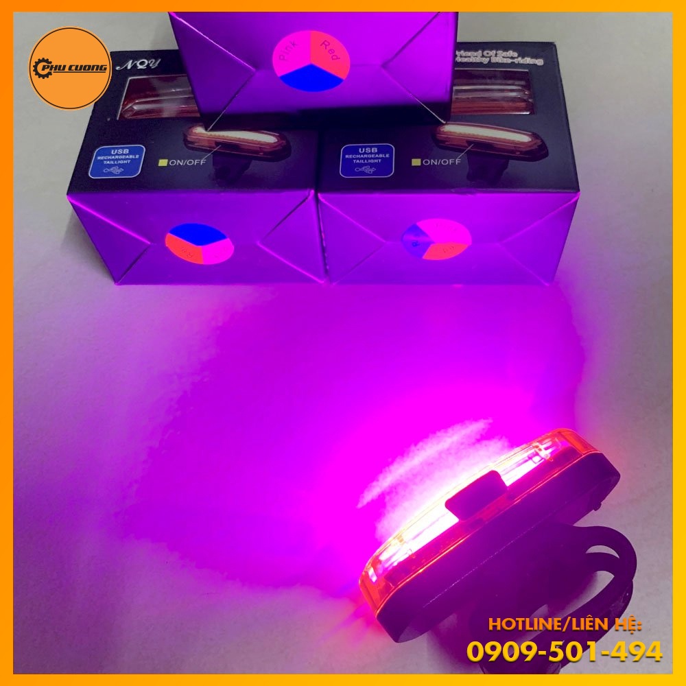 Đèn LED COB 3 Màu Siêu Sáng 120+ Lumen, 6 Chế Độ Nháy Sáng - Gắn Ghi Đông Tay Lái, Yên Sau, Mũ Bảo Hiểm [ Kèm Dây Sạc ]