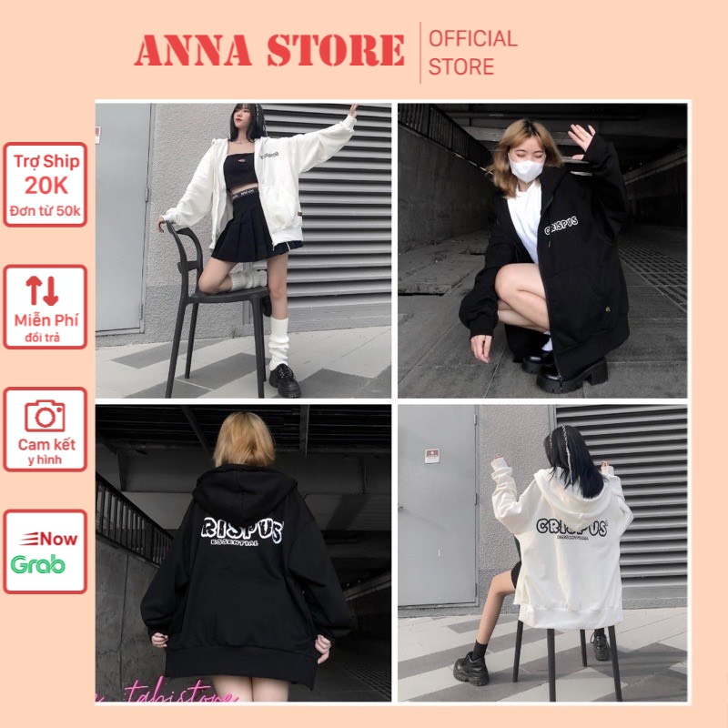 [ SIEU SALE ] Áo khoác hoodie unisex dáng rộng dưới 85kg nỉ bông cotton annastore - Áo khoác hoodie CRISPUS