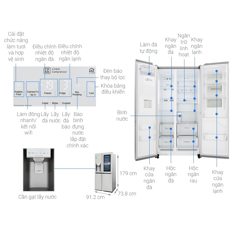 Tủ lạnh LG Inverter InstaView Door-in-Door 601 lít GR-X247JS