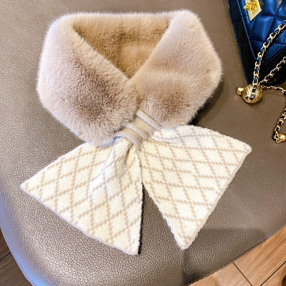 Khăn Choàng Cổ Bằng Len Giữ Ấm Mùa Đông Họa Tiết Sọc Caro Dễ Thương Dành Cho Nữ