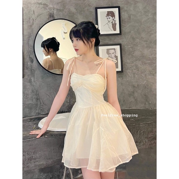 Đầm Be Hai Dây Hai Lớp Xoè Mặc Đi Tiệc Đi Chơi, Kỷ Yếu (Hình Thật) D025