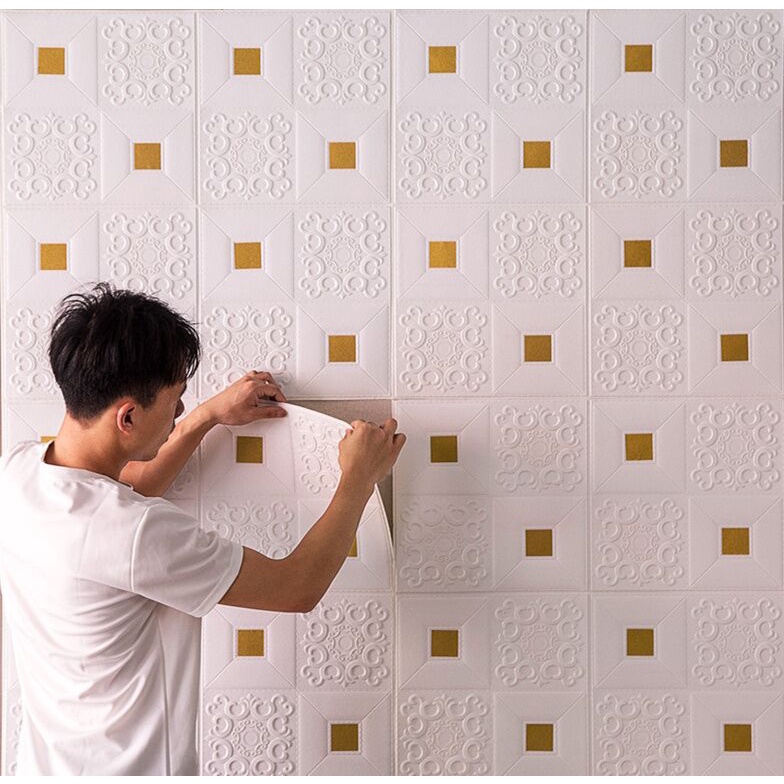 Miếng Dán Tường Giả Da Họa Tiết 3D Độc Đáo 35X17Cm