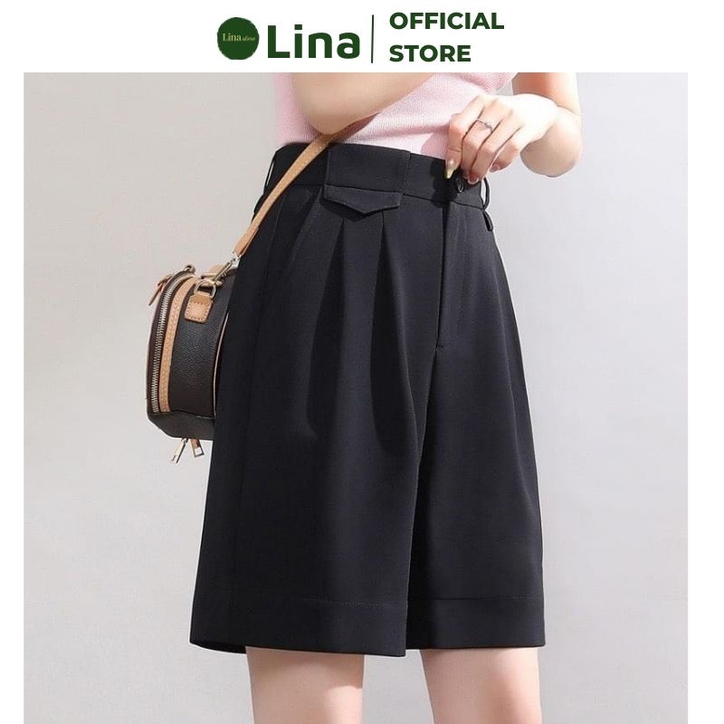 Quần Short Nữ Lửng Ống Rộng Cạp Cao Chất RUBY Cao Cấp LINASTORE 025 | BigBuy360 - bigbuy360.vn