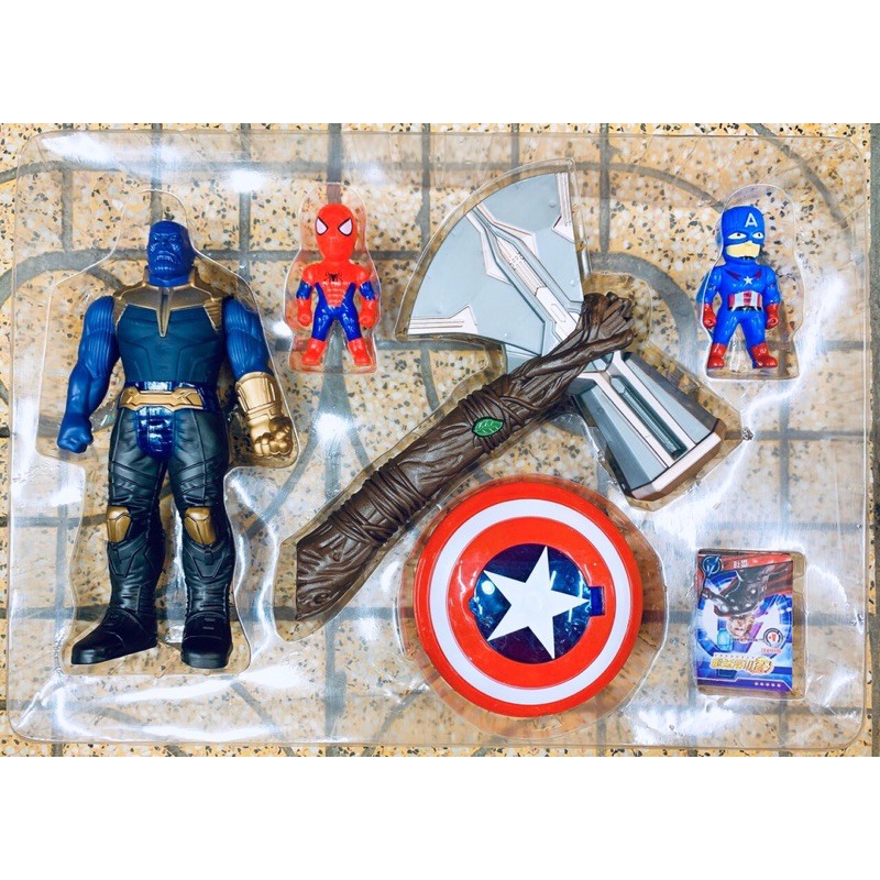 Bộ đồ chơi siêu anh hùng búa Thor + khiên Captain có đèn và âm thanh