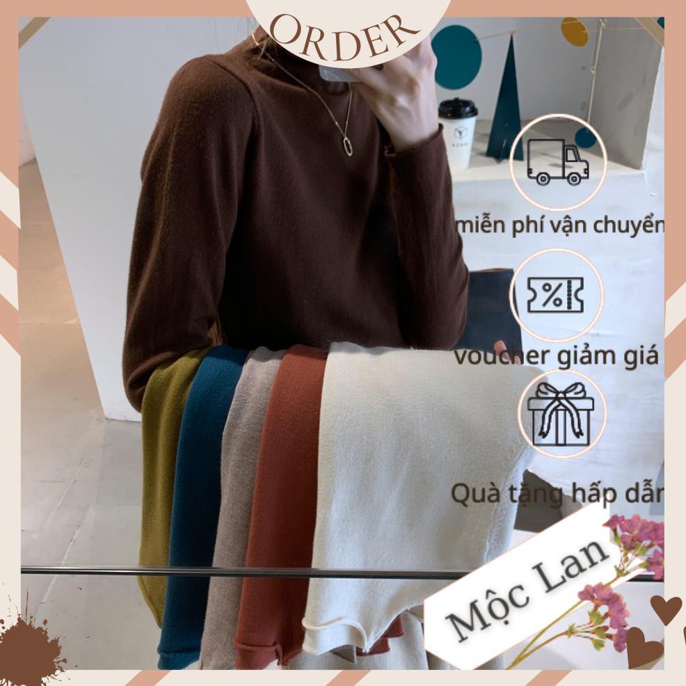 (MộcLan ORDER)  Áo len mỏng mềm mịn cổ đứng màu sắc nhẹ nhàng vintage Hàn Quốc | BigBuy360 - bigbuy360.vn