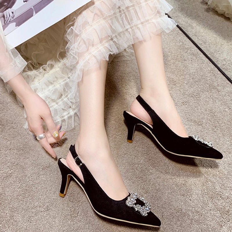 High heels pointed toe square mouth shallow mouth high heels wedding shoes bridesmaid shoes 7CM