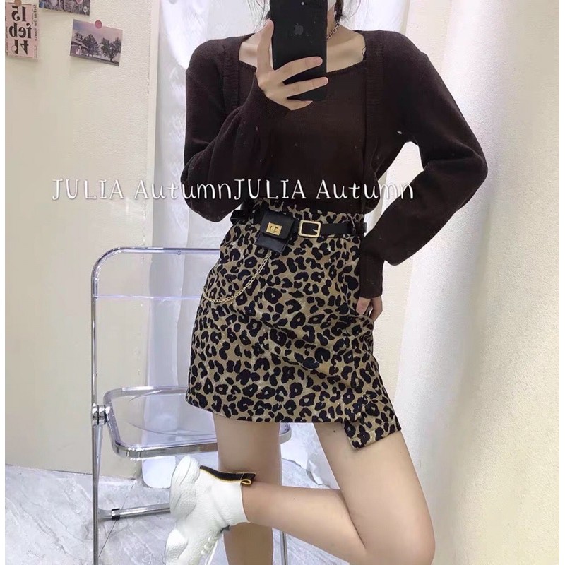 Chân váy dạ báo kèm đai túi xích QC hot hit | BigBuy360 - bigbuy360.vn