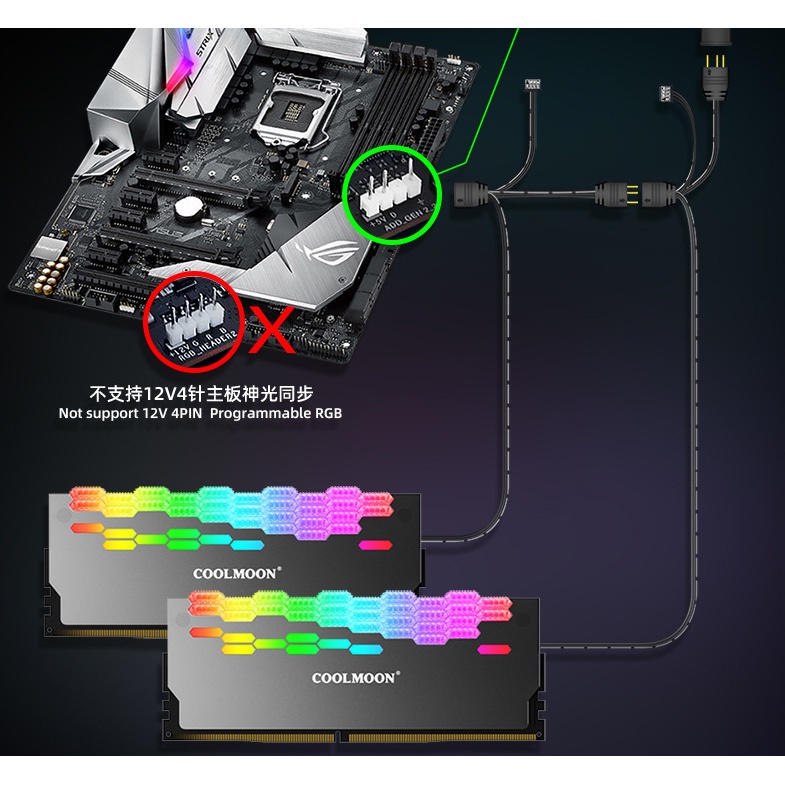 Tản Nhiệt Làm Mát Ram Coolmoon Led 5v ARGB RA-2 Màu Trắng Đồng Bộ Mainboard Hub Tomato Xigmateks VSP