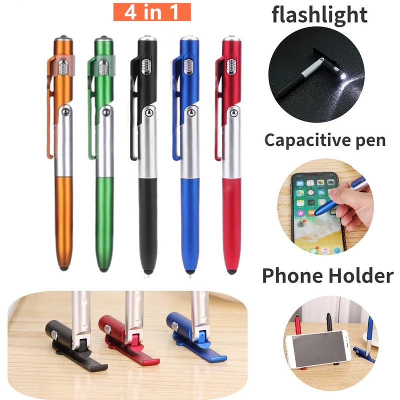 Bút Bi Có Đèn LED Và Giá Đỡ Điện Thoại Đa Năng 4 Trong 1 1 Cái