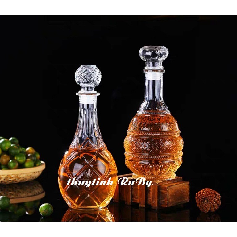 Combo 5 Bình Đựng Rươu Sâm Thuỷ Tinh 800ml - 1000ml, vỏ chai rượu đẹp (CB2)