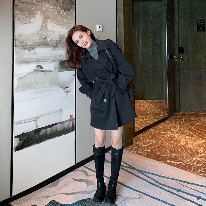 Áo măng tô nữ dáng ngắn 2 lớp kèm đai hàng quảng châu cao cấp - Áo khoác mangto nữ dáng ngắn kaki đẹp sang chảnh | BigBuy360 - bigbuy360.vn