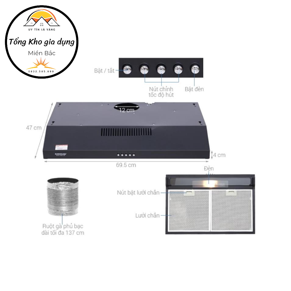Máy hút mùi Sunhouse SHB6118B