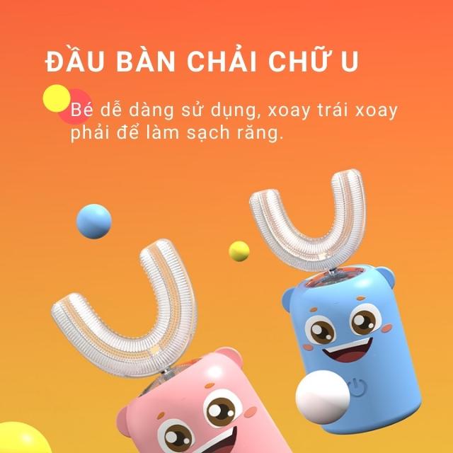 Bàn Chải Điện Cho Bé Đánh Răng Chữ U, Sạc Điện Từ Tính Đầu Chải Chữ U Silicon Cho Trẻ Em Từ 2 Đến 12 Tuổi DC30