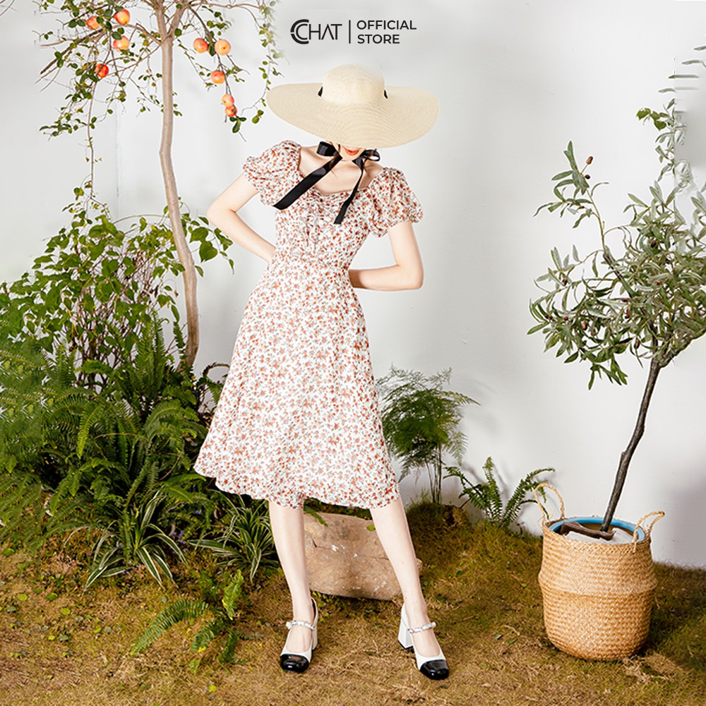 CCHAT Jump váy hoạ tiết dây đan ngực