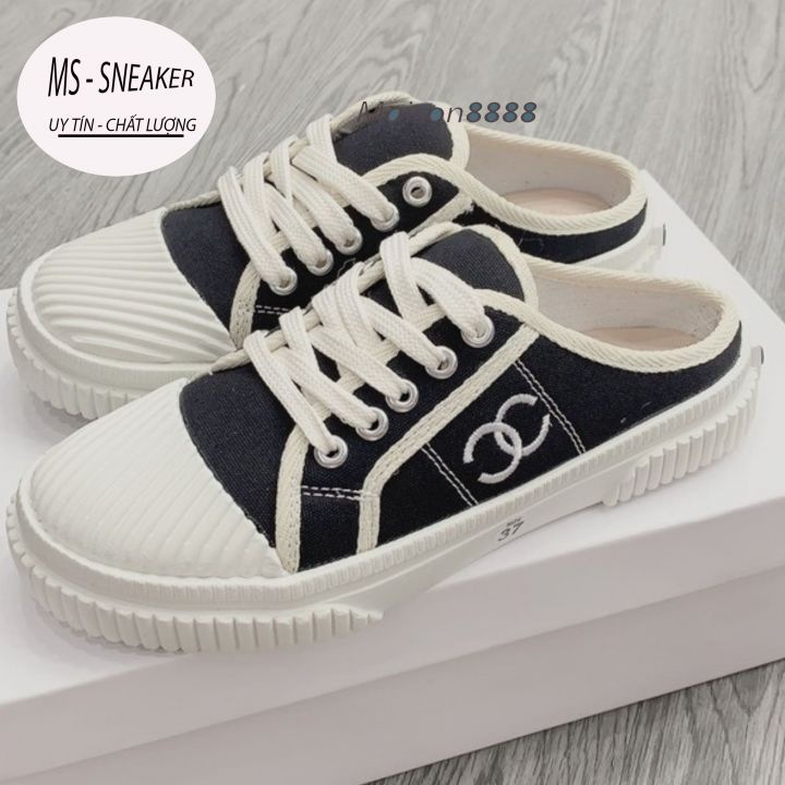 Giày thể thao Sneaker, giày sục CHANEL đen trắng SIÊU HOT SIÊU CUTE full size 35-&gt;39.