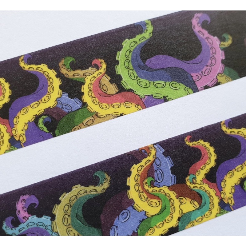 (Chiết) Băng dính washi tape hoạ tiết xúc tu đầy sắc màu Creepy Tentacle của Drixproductions #1