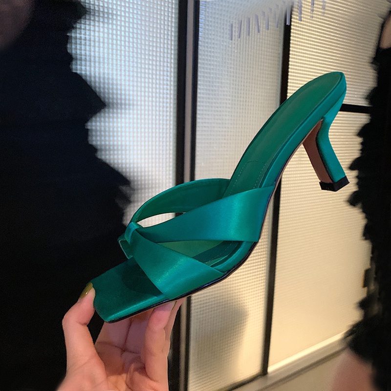 Dép Sandal Cao Gót Mũi Vuông Phong Cách Pháp Thời Trang Mùa Hè Cho Nữ