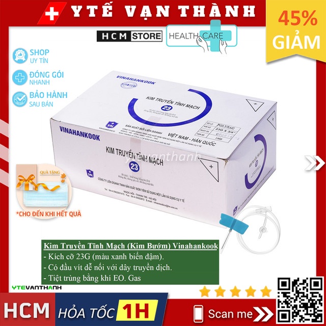 Kim Truyền Tĩnh Mạch (Kim Bướm) Vinahankook | 23G ; 25G -VT0182 | Y Tế Vạn Thành