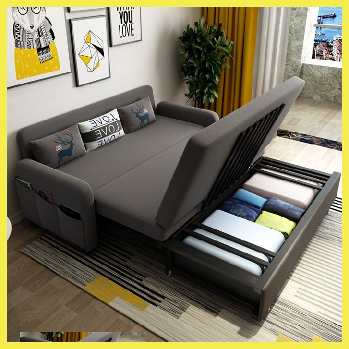 Giường Sofa Thông Minh Gấp Gọn Tích Hợp 2 Tính Năng Vừa Làm Gường Vừa Làm Ghế,Ghế sofa giường cao cấp KT 1m6x1m9
