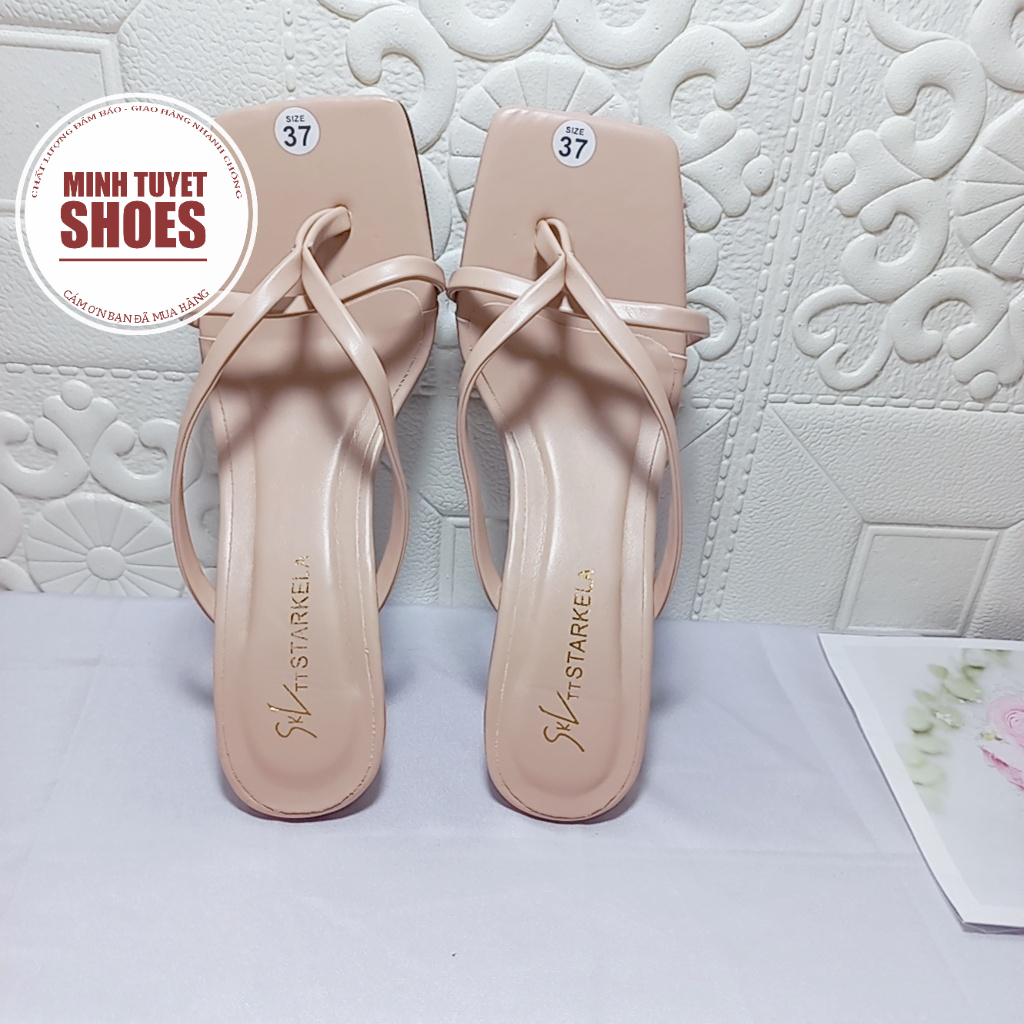 GIÀY NỮ MINHTUYETSHOES CAO GÓT KẸP NGÓN QUAI CHÉO MẢNH -GUỐC NỮ XỎ NGÓN MŨI VUÔNG MÃ GOTTRU