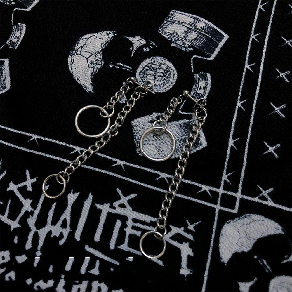 Bông Tai Dây Xích Dài Không Đối Xứng Phong Cách Đường Phố Cho Nữ