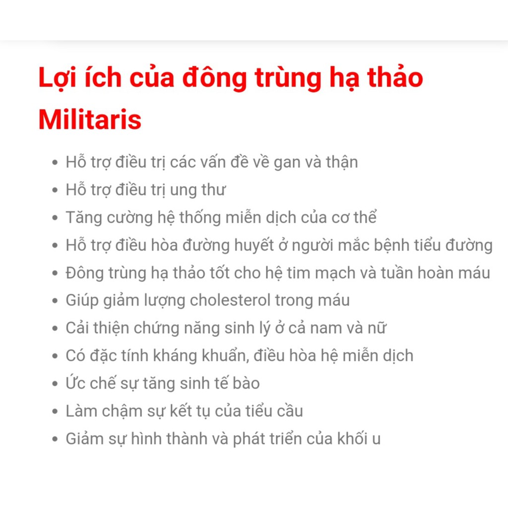 Đông Trùng Hạ Thảo Japan Militaris (Linh Chi Nông Lâm) - hộp 50g - khống chế  phát triển của khối u, cân bằng huyết áp