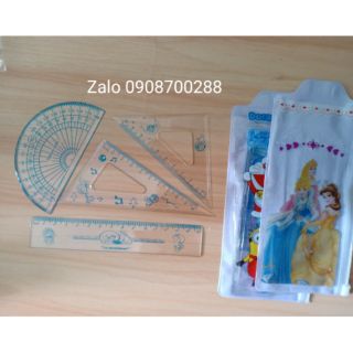 Bộ thước học tập 4 món có túi đựng