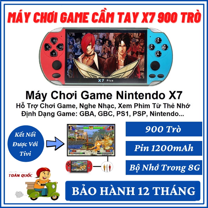 Máy chơi game cầm tay x7 màn hình 4.8 inchbộ nhớ trong 8G 900 TròChơi game, đọc sách, nghe nhạc, xem phimBH 12 Tháng