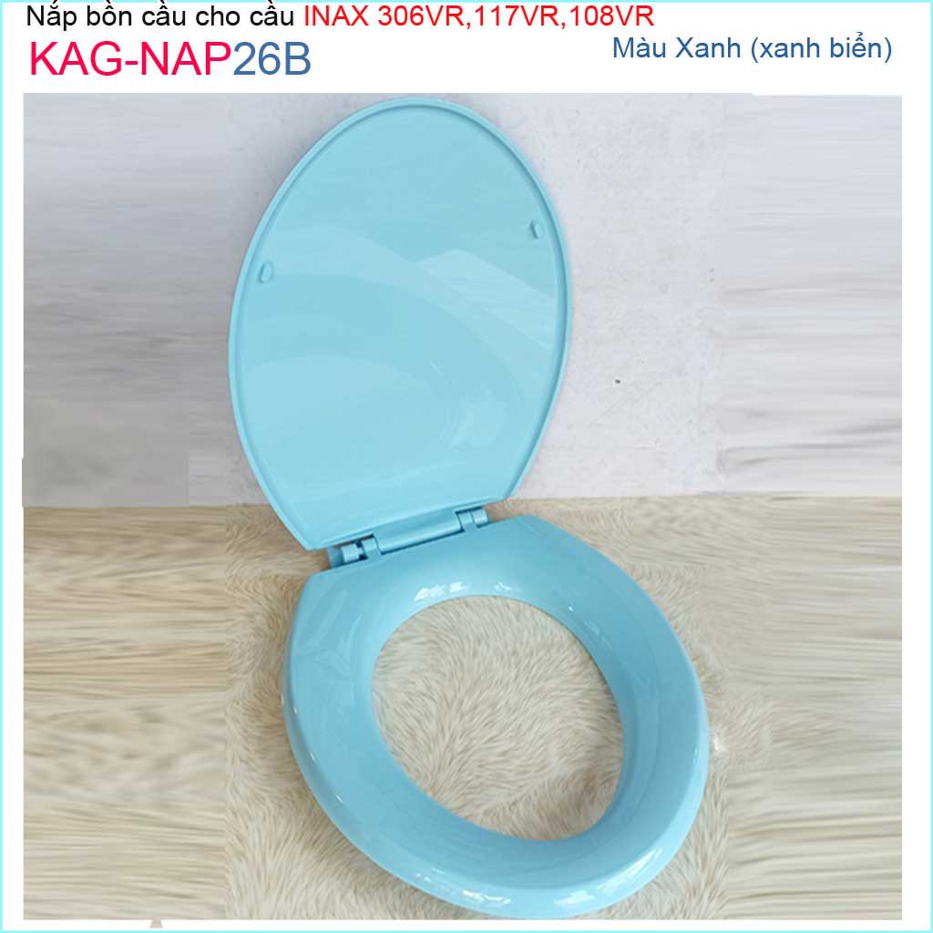 Nắp đậy bồn cầu Inax KAG-NAP26B cho C117, C306, C108, nắp bồn cầu 2 khối nhựa xanh biển dày bóng đẹp