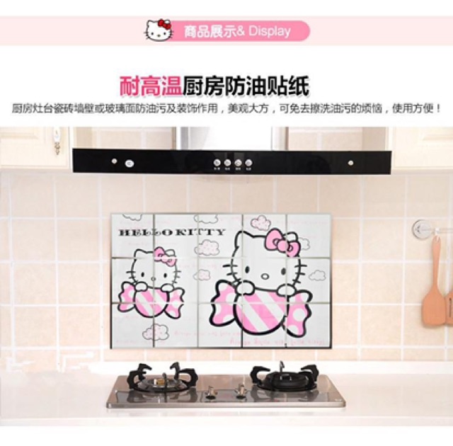 DECAL DÁN TƯỜNG CHỐNG DẦU HELLO KITTY