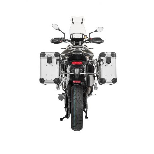 Bộ thùng nhôm ZEGA EVO "And-S" 31/38L, bao gồm khung rack thép không rỉ, Triumph Tiger 900 Rally