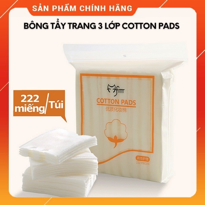 Bông Tẩy Trang 222 Miếng Cotton Pads BTT 3 Lớp 2 Mặt Lameila Sợi Tự Nhiên An Toàn Cho Da Thấm Hút Tốt Siêu Tiết Kiệm