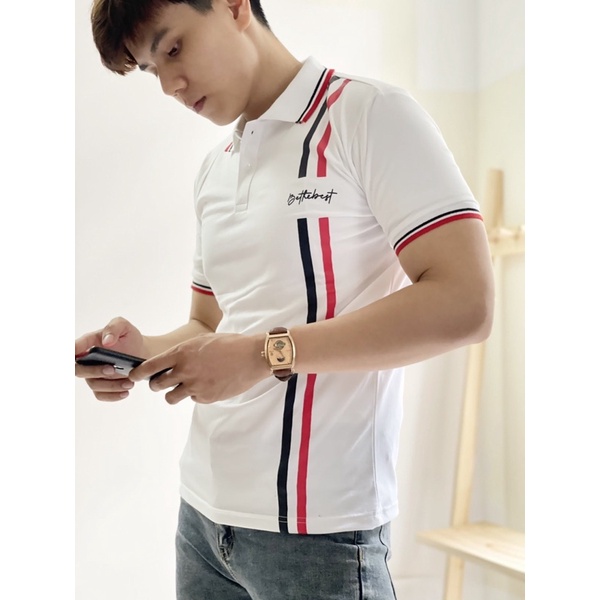 Áo Polo nam cổ bẻ tay ngắn phối logo thêu LV form ôm dáng chuẩn chất vải thun lạnh cotton thoáng mát | BigBuy360 - bigbuy360.vn