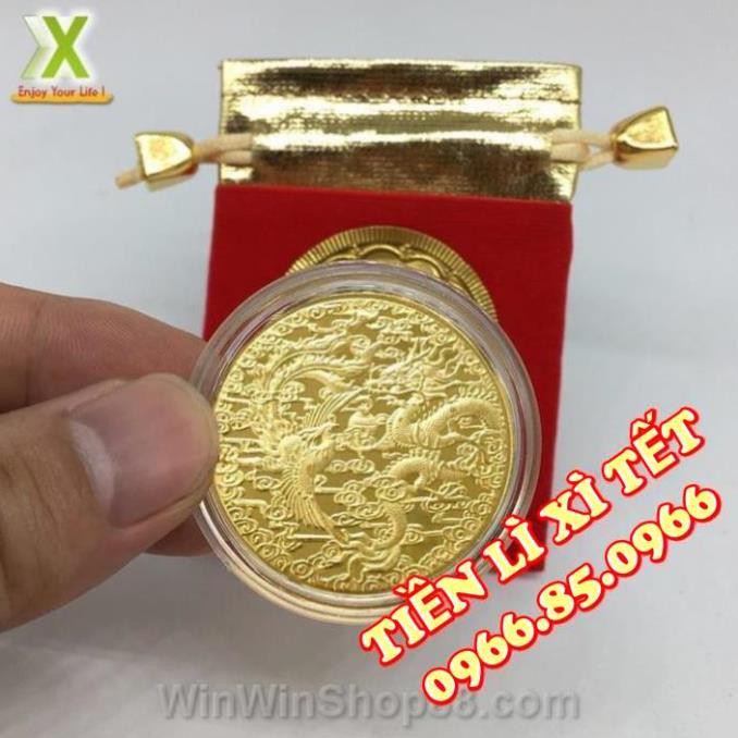 [Trợ Giá] Đồng xu Long Phụng sum vầy may mắn phong thủy tài lộc